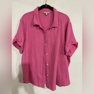 Lucky Brand, relaxed Xl pink 100% cotton top travel Lange